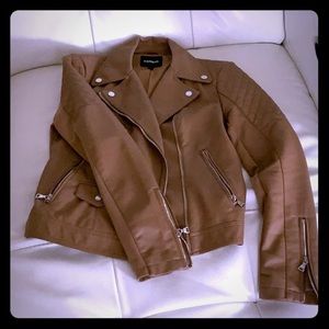 Express faux leather tan jacket Small  EUC